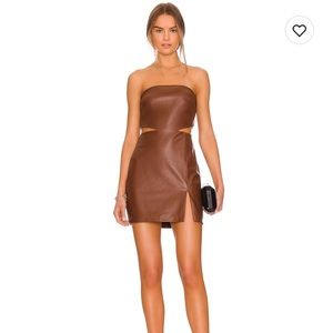 Brown leather Amanda Uprichard dress in size small.